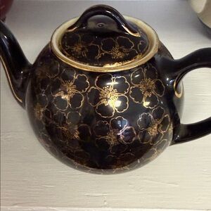 HALL- Black and Gold with 24 KT Gold Plated Trim- TEAPOT!